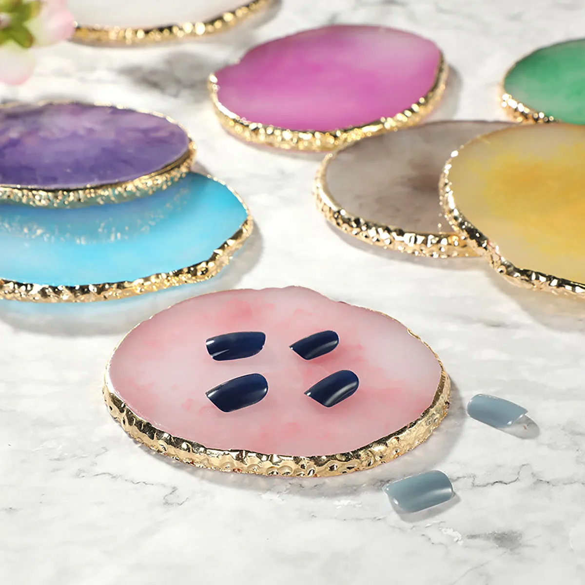

Irregular Multi Colour Resin Jewellery Tray Home Storage Desktop Clutter Ring Necklace Organis Nail Art Palette Randomly send co