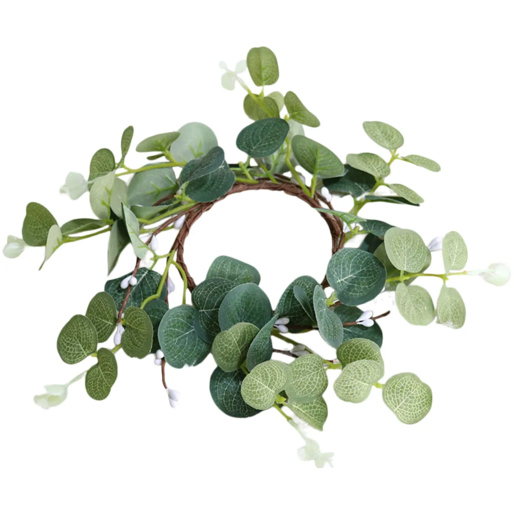 

Artificial Ring Greenery Wreath 8cm Eucalyptus Leaves Decor Taper Rings Tabletop Party Wedding HolidayCandleWreathsRings