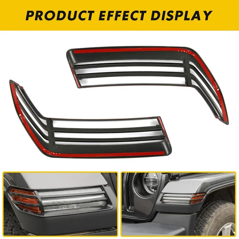 2PCS Carbon Black Look Front Wheel Eyebrow Lamp Cover Trim For Jeep Wrangler JL JT 2018-2020 2021 2022 2023