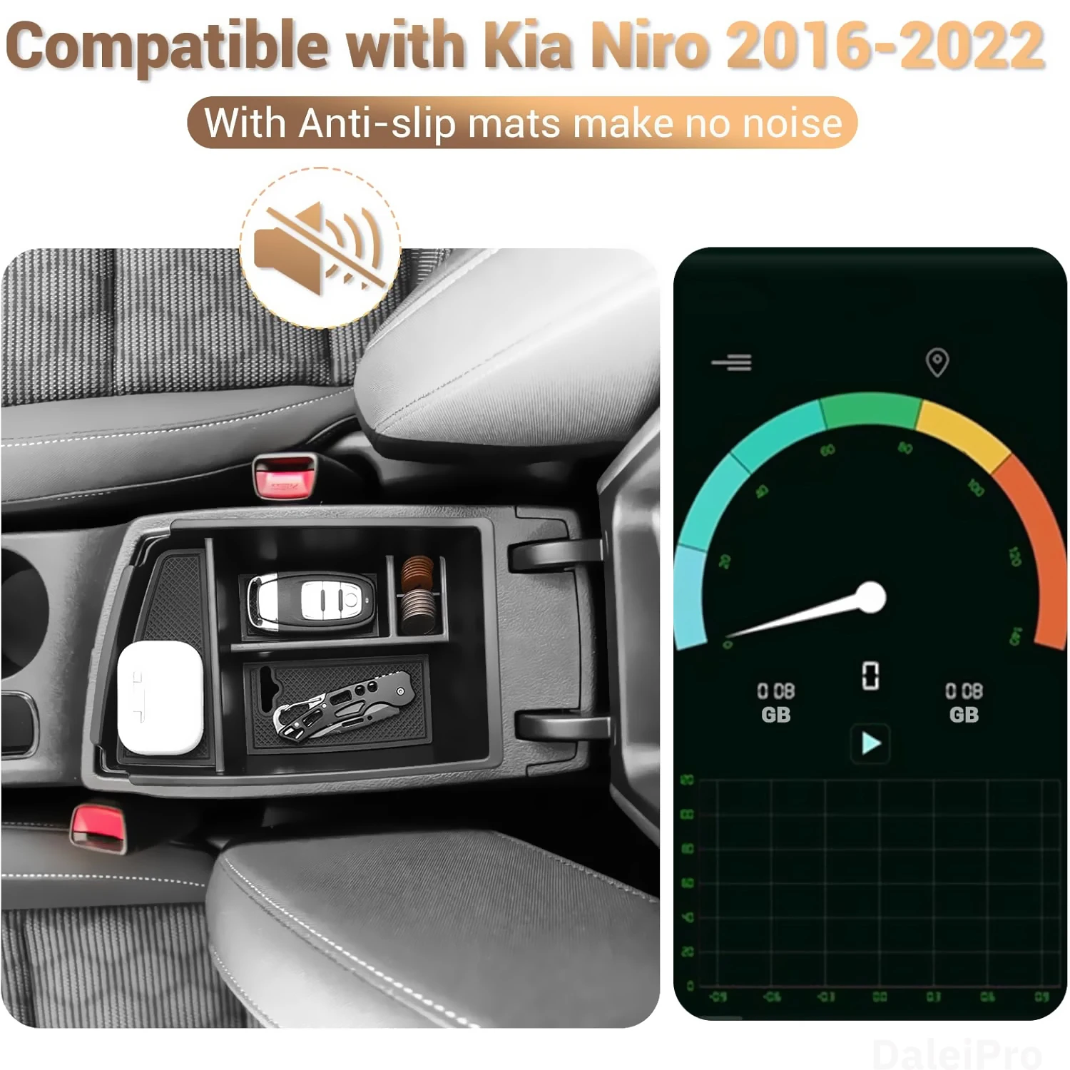Für Kia Niro 2016-2020 2021 2022 Auto Armlehne Tiered Lagerung Box Center Konsole Organizer Fach Niro Einsatz Innen zubehör – Detail 8