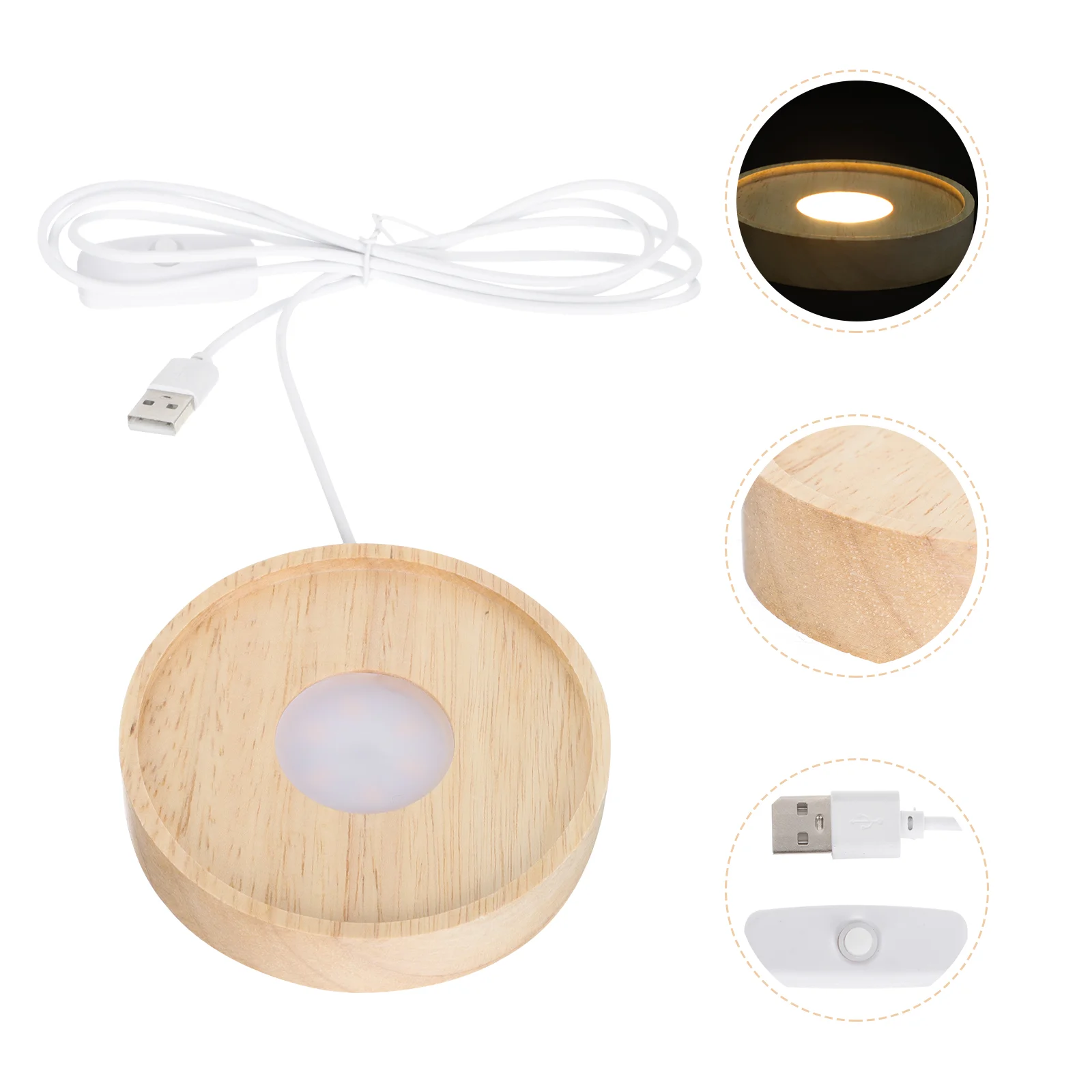 LED Luminous Base Table Decor USB Lamp Lights Display Glowing Crystal Ball Holder Lighting