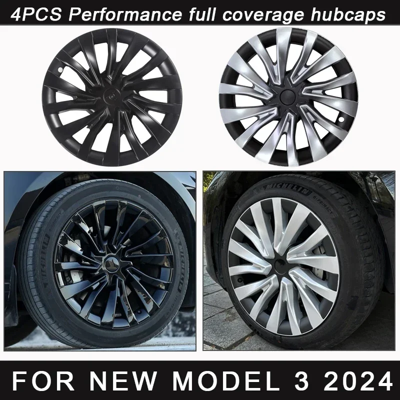 

4PCS HubCap Car for Tesla Model 3 Highland 2024 Replacement 18 Inch Wheel Cap Automobile Full Rim Cover Accessories Wheel Cover