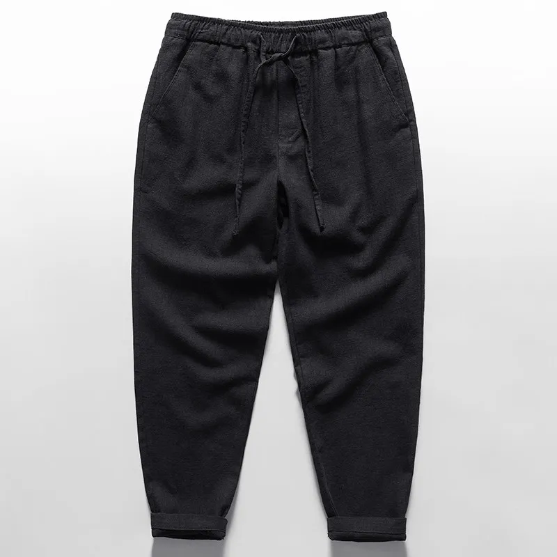 

Men's Summer Thin Casual Cotton Linen Straight Loose Trousers High Waist Faion Urban Sle Breathable Comfortable Beach Pants