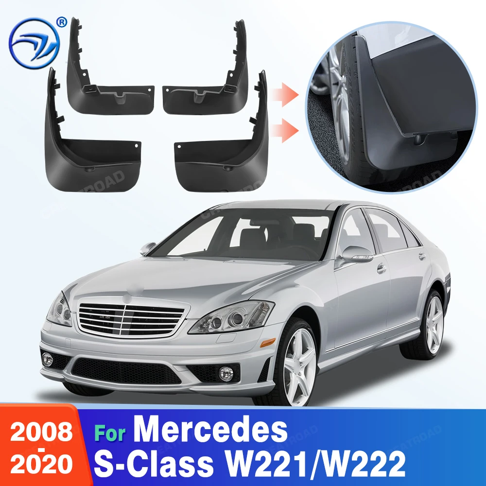 Custom Fit 4PCS Mud Flaps for Mercedes Benz S-Class W221 2008-2020 No Drilling Splash Guards Mudguards Car Fender Accessories