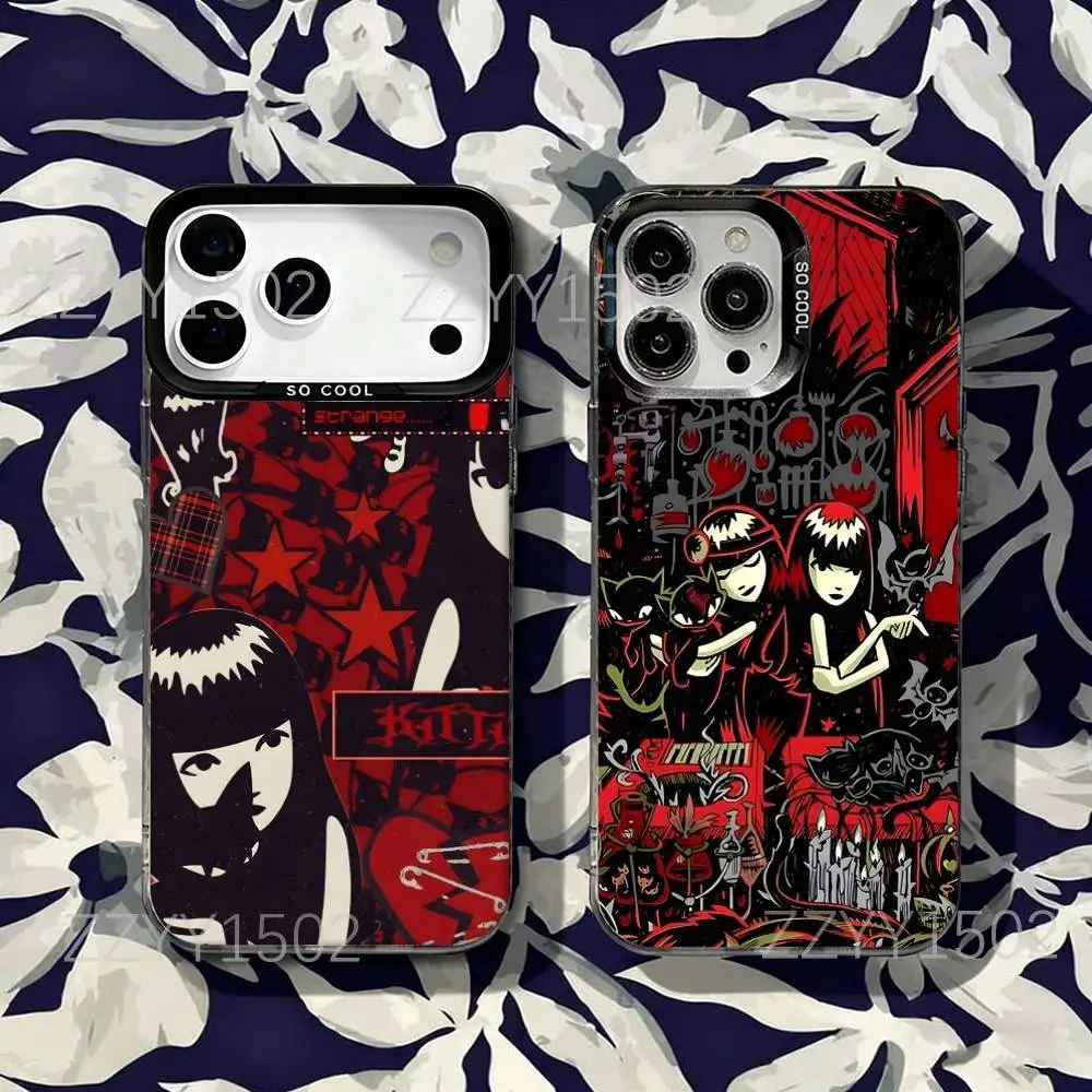 

E-Emily The Strange Black Cat Matte Finish IMD Phone Case for iPhone 17,16,15,14,13,12,X,8,Pro,Max,Plus,SE4,Air,Mini