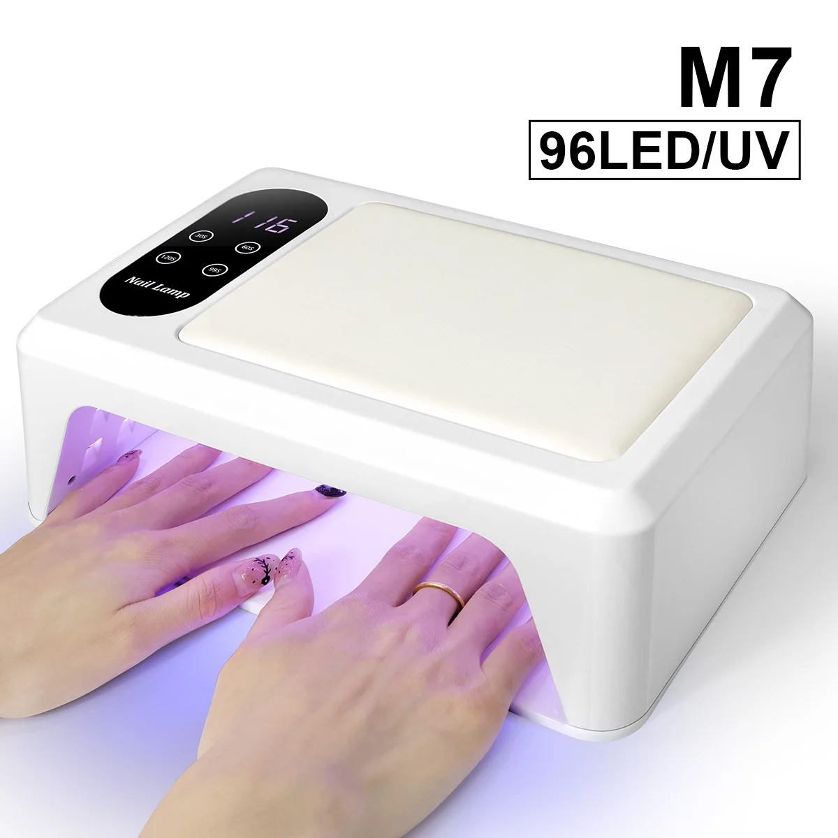 

High Power 96 LED UV Nail Lamp Professional Gel Nail Polish Dryer 4 Timer Settings With Hands Arm Rest Pillow Nail Light Tool