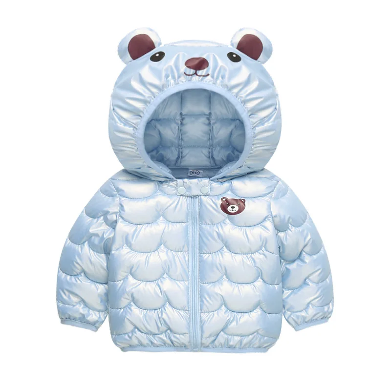 2024 Autumn Winter children Cotton Down Jacket 1-4Years Baby Boys Girls Light Thin Hooded Coat Kids Cartoon Bear Down Parkas