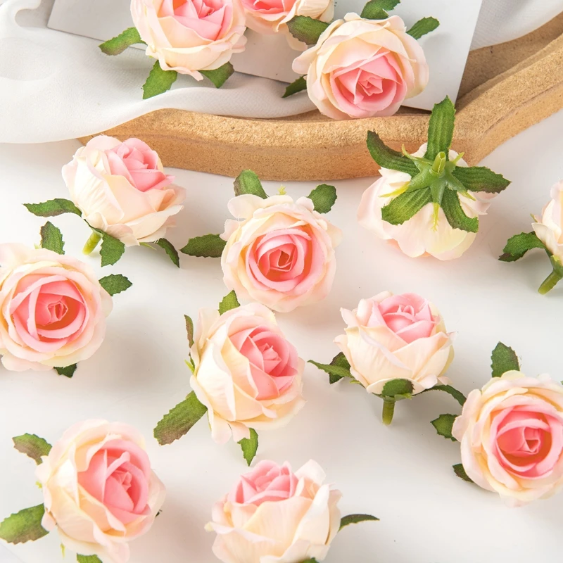 50/100 Stück Künstliche Blumen DIY Geschenkbox Kuchen Heimdekoration Weihnachtsdekoration Kränze Hochzeit Party Garten Rosen Bogen Seide – Detail 4