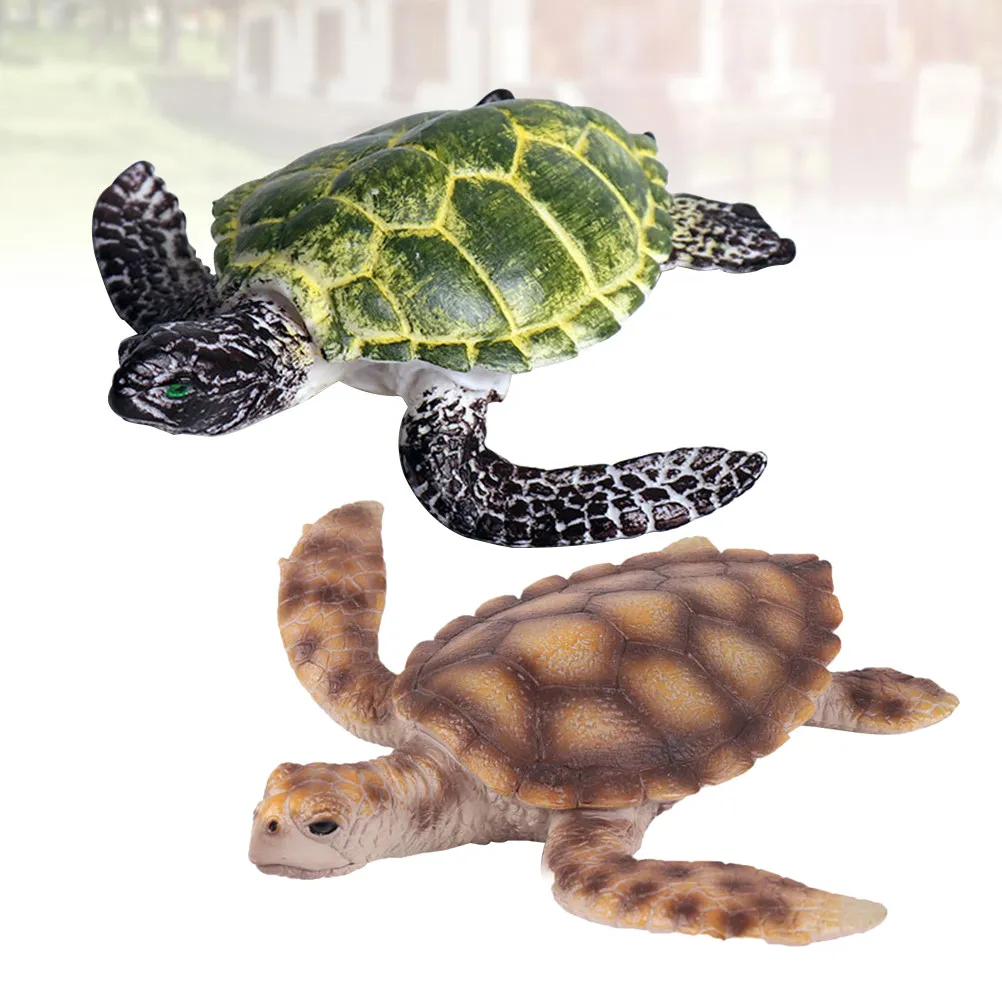 

2Pcs Tortoise Sea Animal Figures Assorted Color Large Small Size Simulation Educational Gift Ocean Animal Decoration