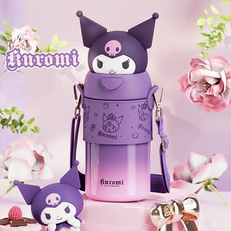 

New Anime Sanrio Naughty Series Insulated Cup Co Branded Kuromi 316 Stainless Steel Straw Outdoor Portable Water Cup Best Gift