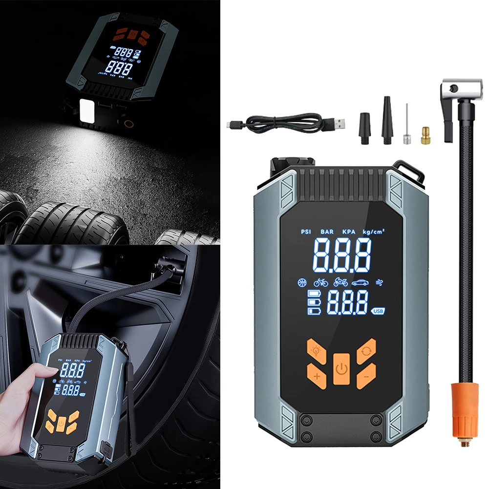 

Dual Pressure Display Pump Automatic Shut-off Wireless Air Pump Car Inflator Automatic Shut-Off Type-C Fast Charging