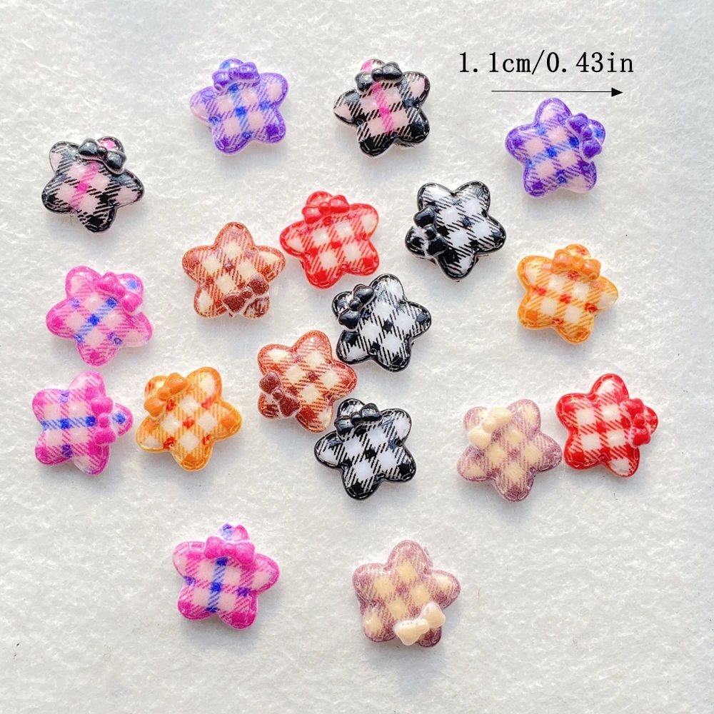 50Pcs Mixed 11mm Grid Bowknot Star Nail Art Flat back Rhinestone Bead Scrapbook DIY Manicures Appliques Accessories Crafts