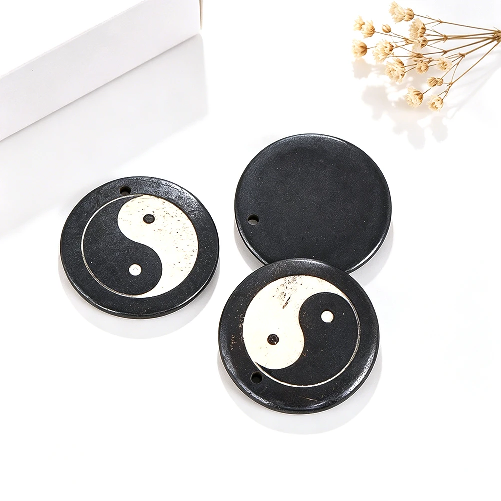 Natural Beef Bones Beads Charms Vintage Circular Tai Chi Pattern for DIY Making Necklace Pendant Versatile Fashion Jewelry Gifts