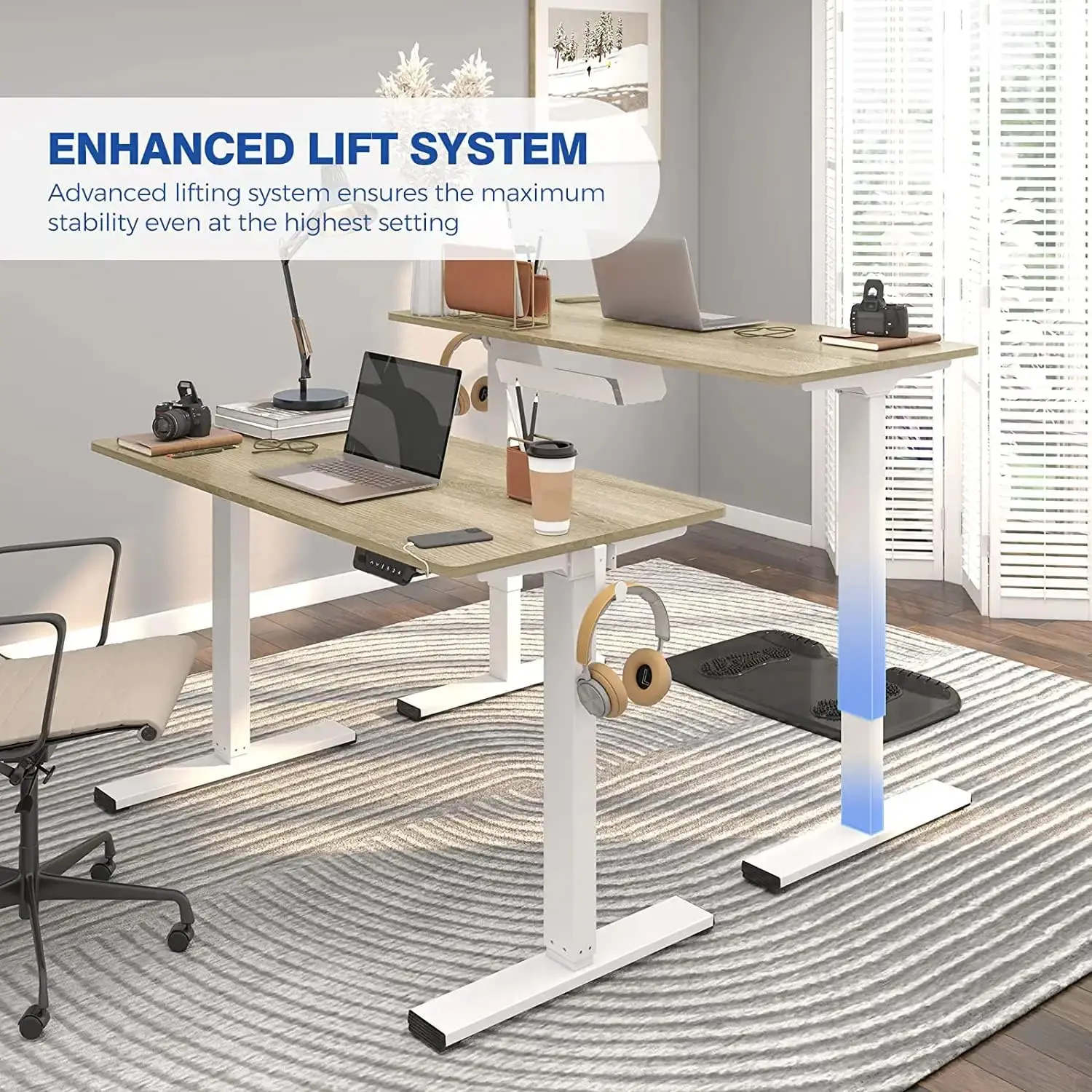 Staand Bureau Snelle Montage Elektrisch Verstelbaar, 48X24 Inch Hele Stuk Bureaublad Ergonomische Geheugencontroller Opstaan Bureau