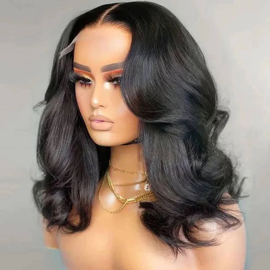 

Side Part Body Wave Short Bob Wigs Brazilian13x4 Transparent Lace Frontal Wig Lace Front Human Hair Water Wavy Wigs for Women