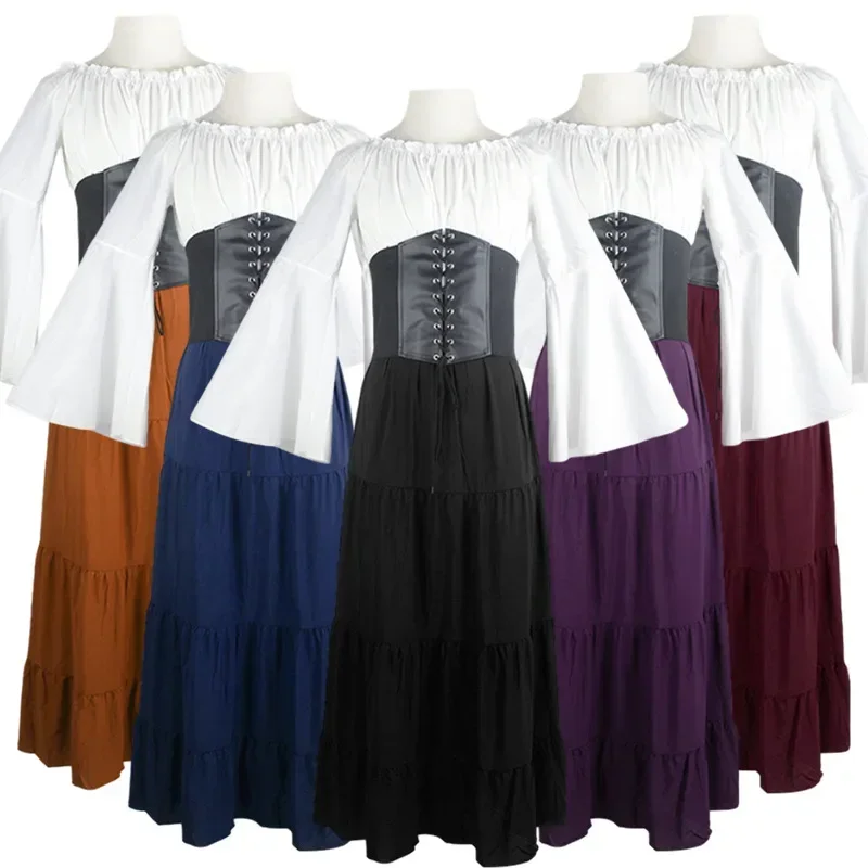 مشد Robe de princesse à manches longues pour femmes، رداء عصر النهضة medievale الأوروبي، أولمبيك دي كوسبلاي