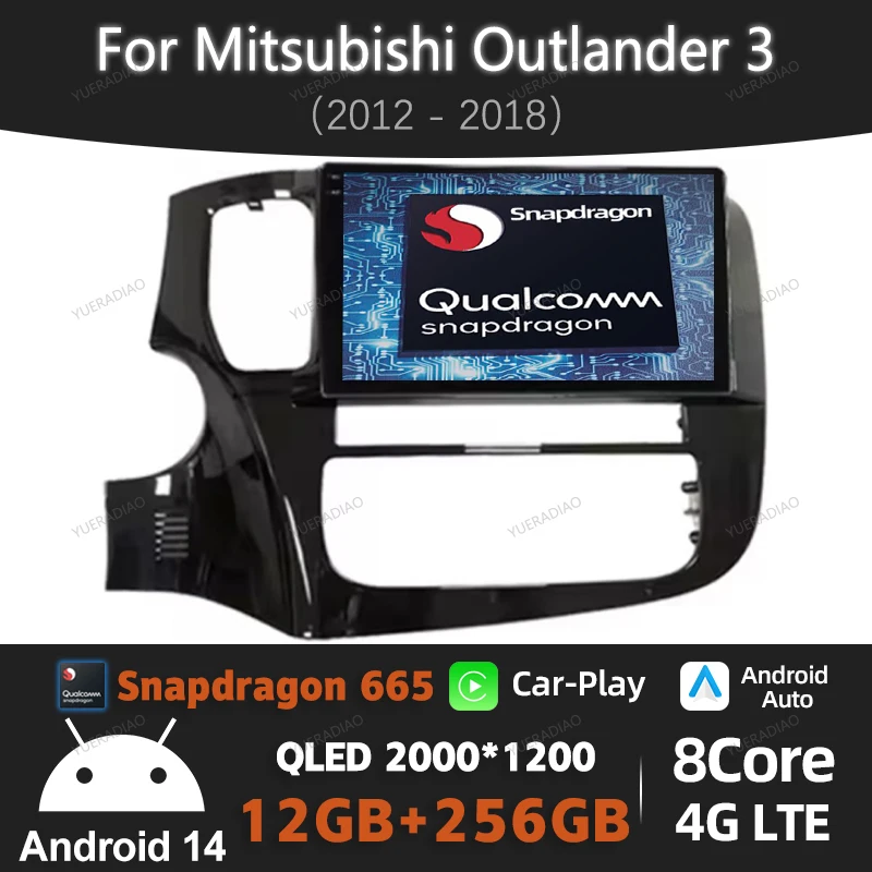 Android 14 Wireless CarPlay Auto For Mitsubishi Outlander 3 GF0W GG0W 2012 - 2018 Car Radio Multimedia Video Player 4G GPS WIFI