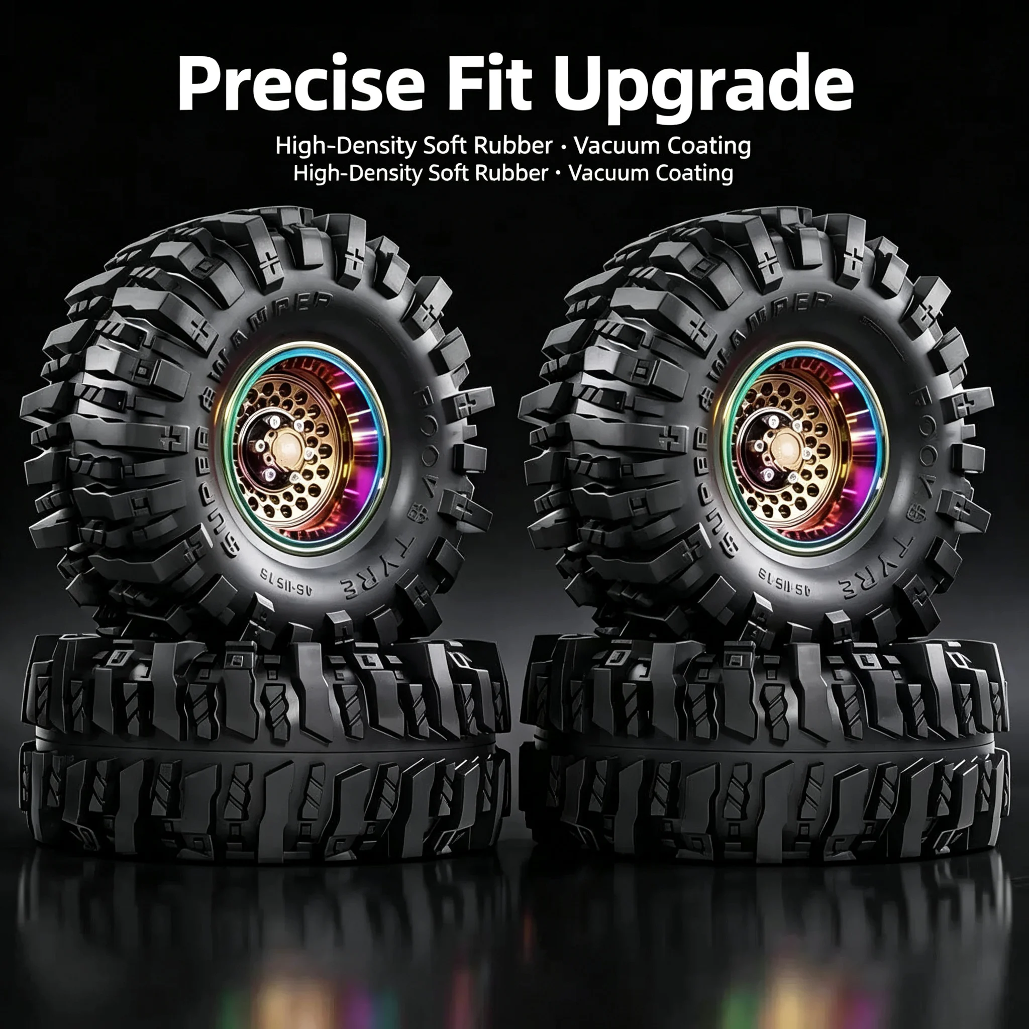 1.9 Beadlock Wheels and Tires Negative Offset -10mm Deep Dish Height for TRX4 Axial SCX10 II III RR10 Wraith Redcat Gen 8