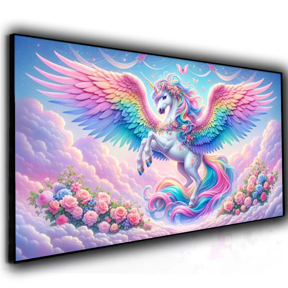 Pink Wings unicorn diamond painting new 2024 Diy Full Square Round Diamond mosaic Cross stitch kits Horse Animal Art Home decor