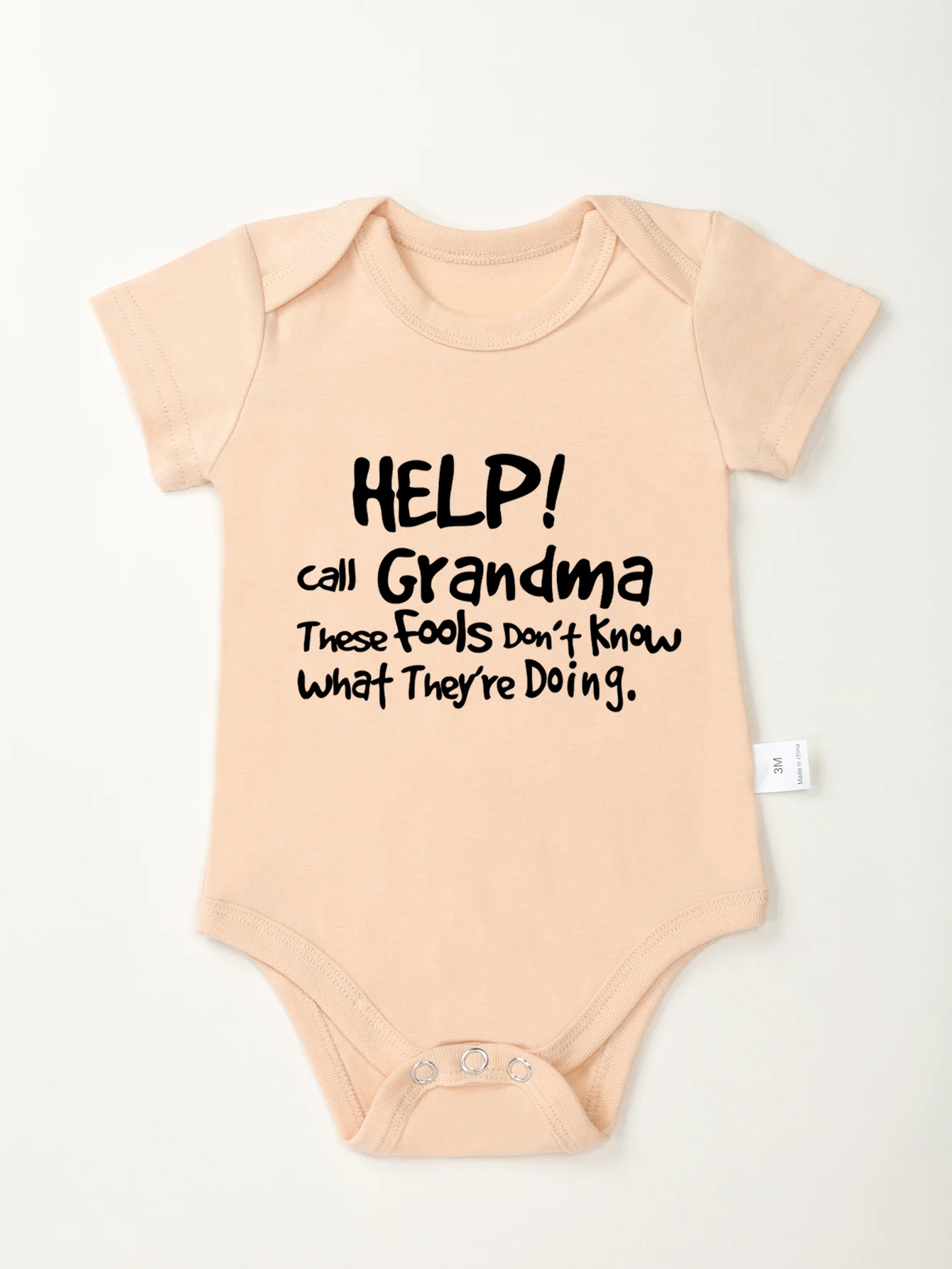 Cute Infant Newborn Short Sleeve Help Call Grandma Letter Printing Toddler Rompers Jumpsuit Fashion Baby Boy Girl Bodysuit