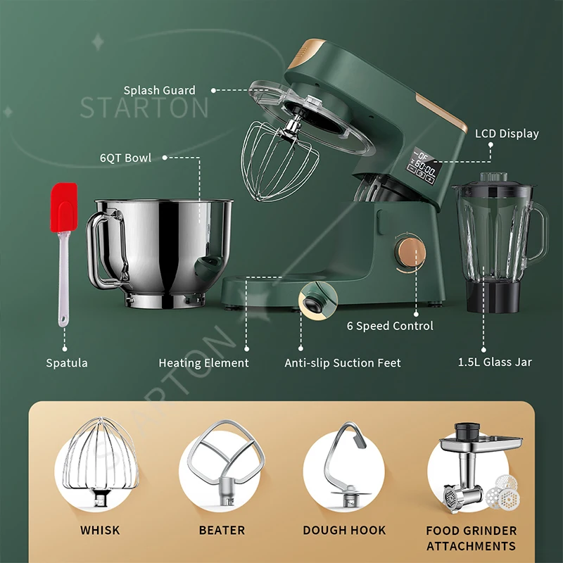 For Customization Home Kitchen Electric Cake Aid 6.5L 7L 8L 10L SUS304 Bowl Stand Food Mixer Machines