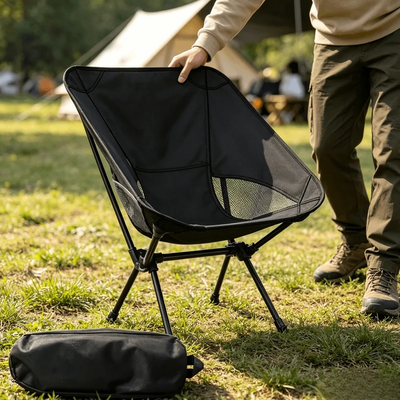 Portable Lightweight Folding Camping Chair With Storage Bag Outdoor Seat For Fishing Beach Picnic Hiking Backpack Travel