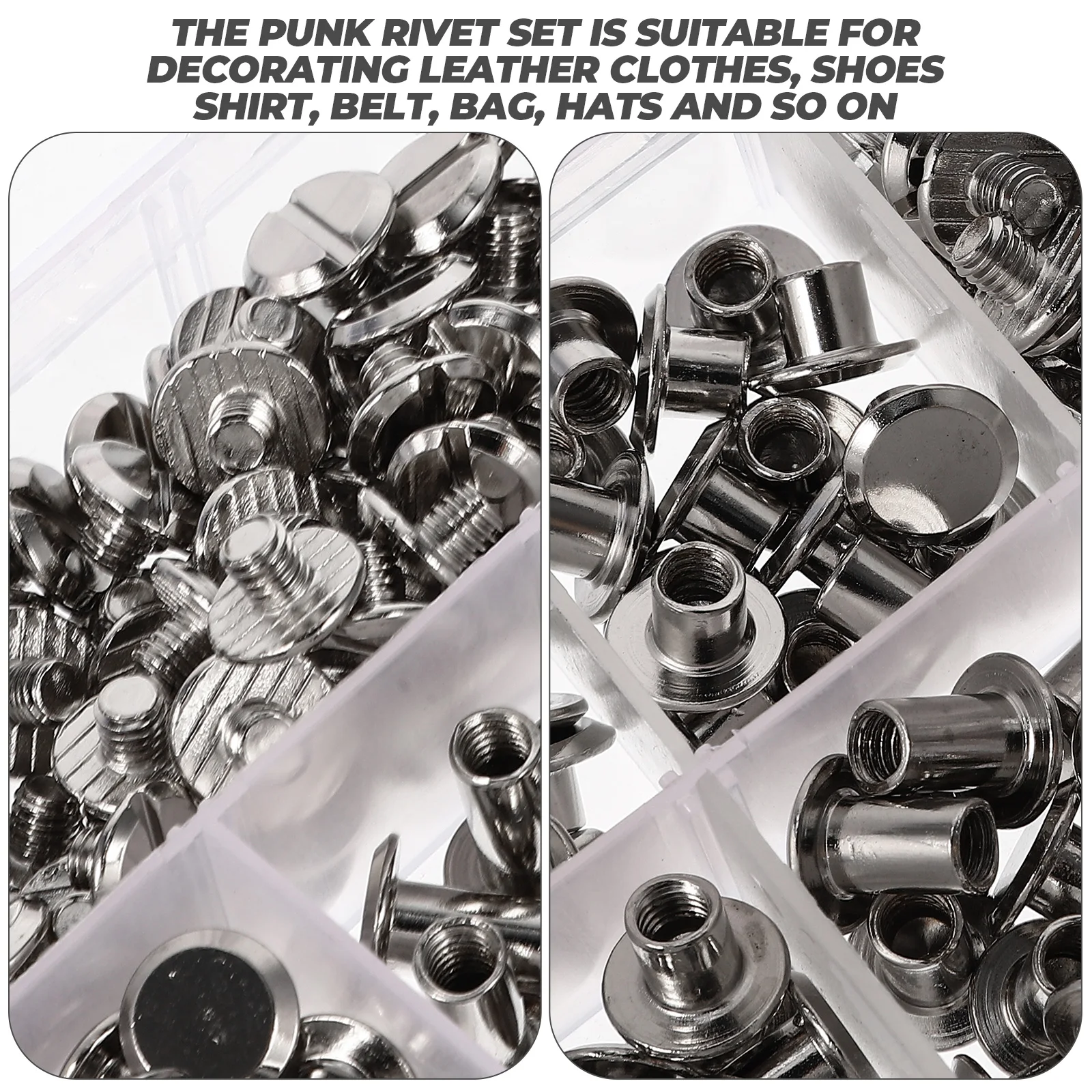 

1 Box Punk Shoe Rivets Metal Bag Accessories Diy Studs Set For Clothing Belts Crafts Lightweight Kit Tools Included