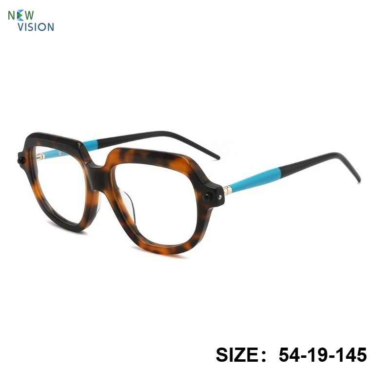 Large Frame Color Blocked Acetate Eyeglass Frames Men Square Handmade Fashion Women Optical Myopia Reading Prescription Glasses