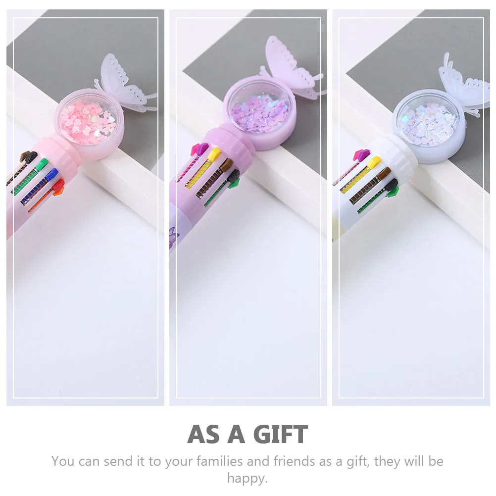

4 Pcs Sequin Ballpoint Pen Multicolor Gel Multiple One Colored Pens Coloured for Journaling Retractable Kid