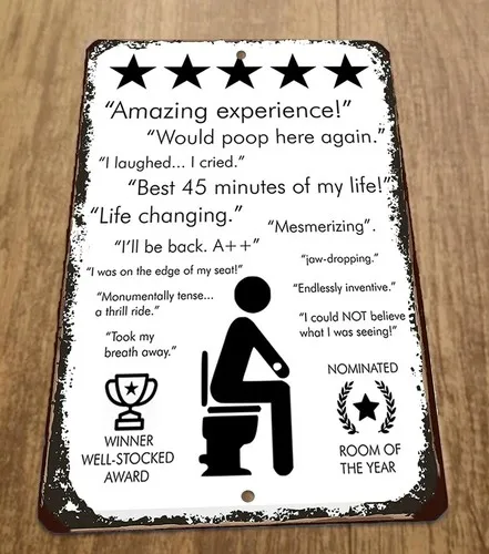Toilet Reviews Funny Poop  Metal Wall Sign