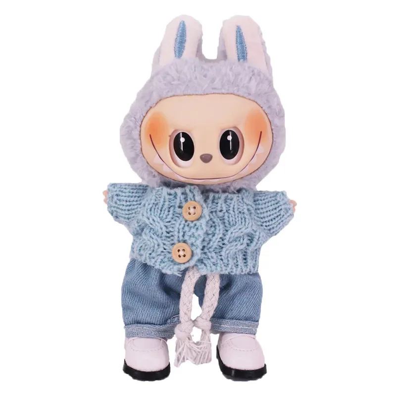 Labubu Doll Clothes Accessory Sweater+Denim Shorts Pant  Set Dress Up Replacement