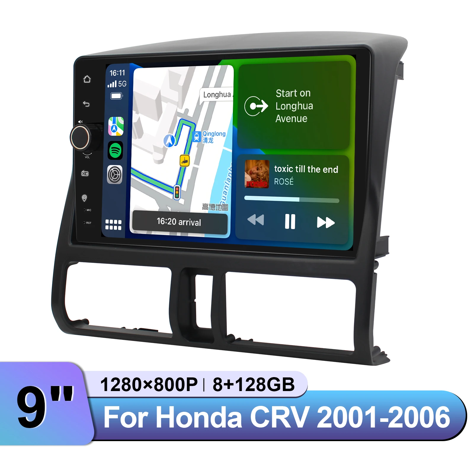    Обновление JOYING, 9-дюймовая автомобильная аудиосистема, радио стерео мультимедийный плеер для Honda CRV 2001-2006, поддерживает CarPlay Android Auto