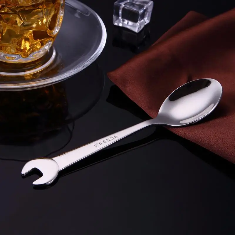 304 Stainless Steel Spoon Wrench Spoon Fork Creative Coffee Spoon Ice Cream Spoon Gift Tableware Set Family Camping Kitchen