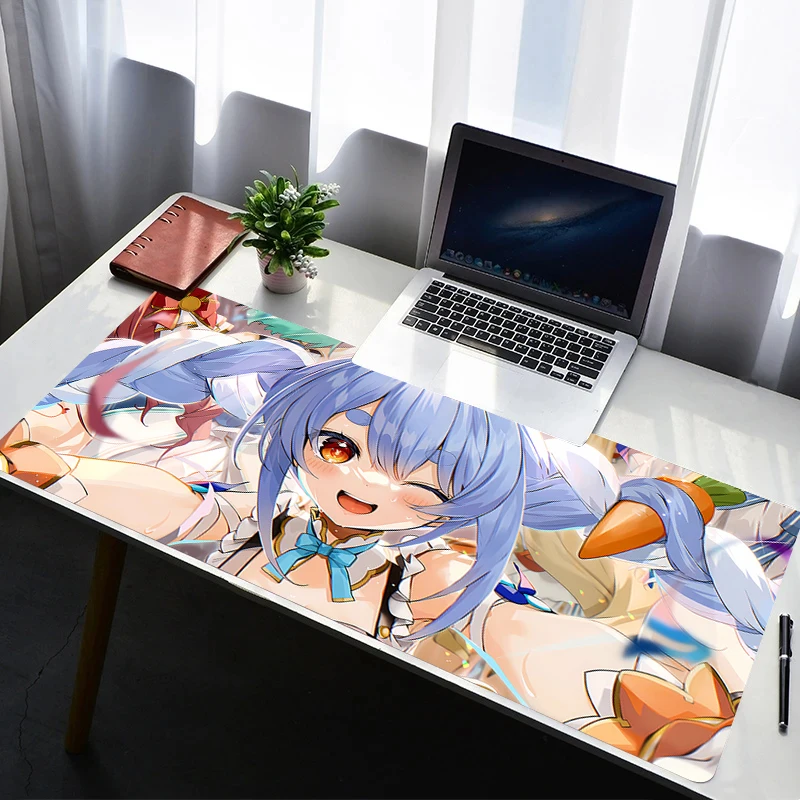 Mouse Pad Laptop Rubber Extended Desktop Mat Computer Gamer HD Mousepad PC Hololive Usada Pekora Gaming Accessories Keyboard Pad