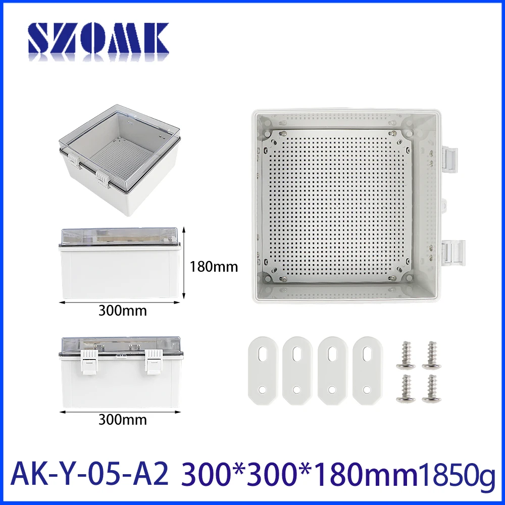 

300x300x180mm Transparent Clear Hinged Cover Universal Ip67 Stainless Steel Latch Junction Box Project Box With Mounting Plate