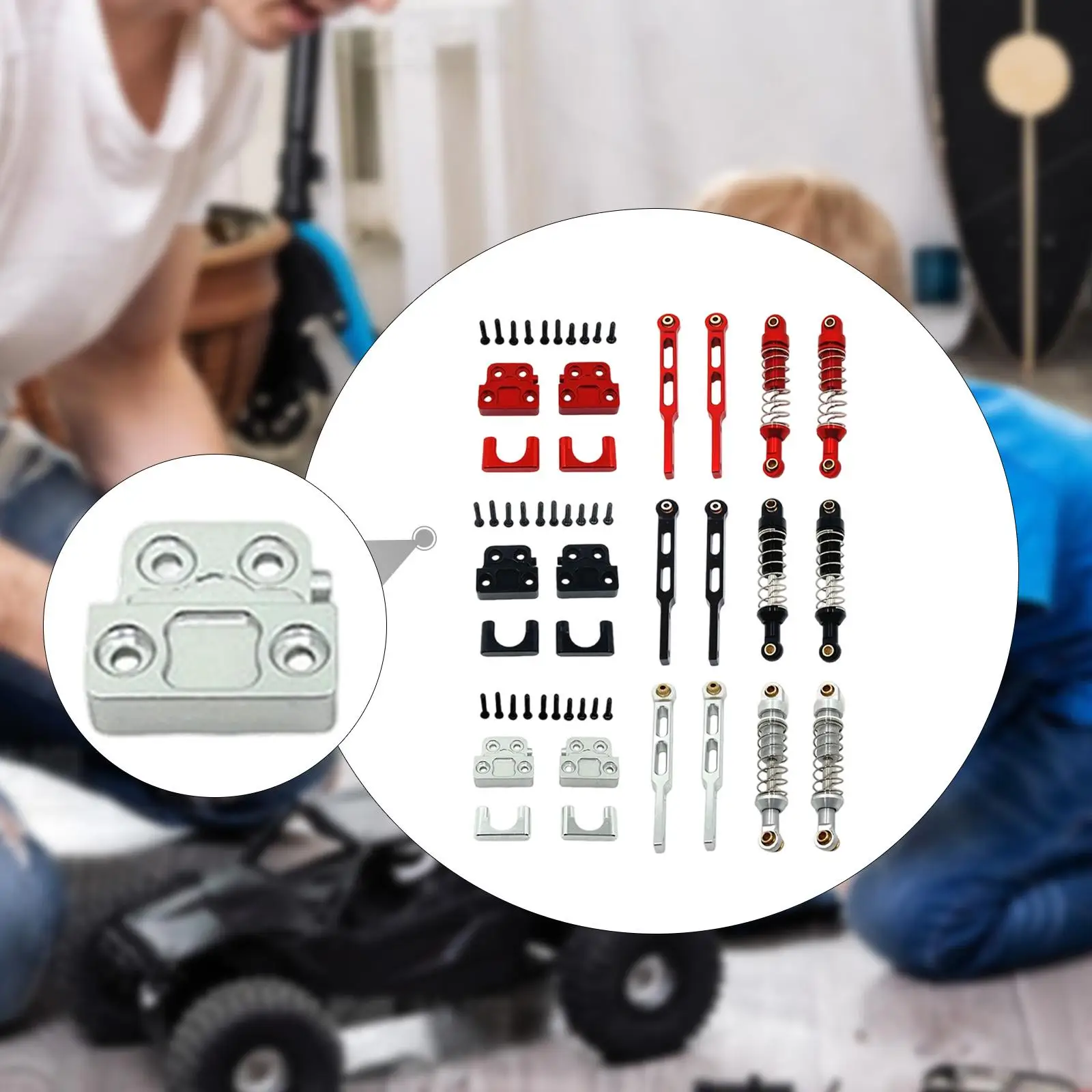 RC Rear Shock Absorber Set 1:12 Scale Replacement Metal RC Car Upgrade Parts Rear Axle Tie Rods Mounting Hardware for MN82 MN82T