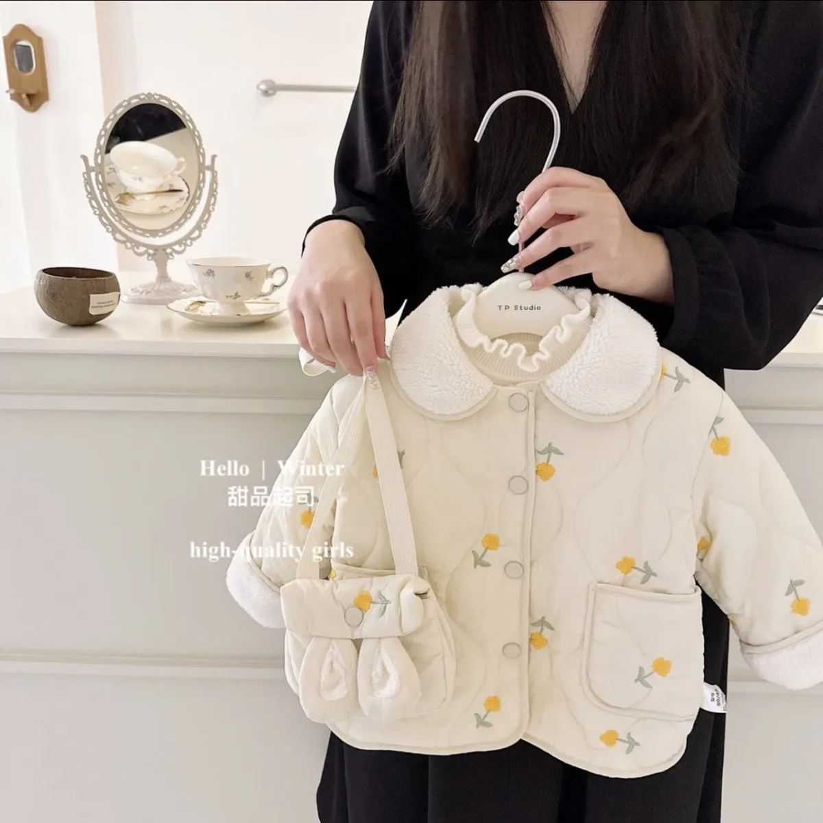 Baby Girl Cotton Jacket Winter New Style Children's Fleece Lined Thick Warm Outerwear for Kids