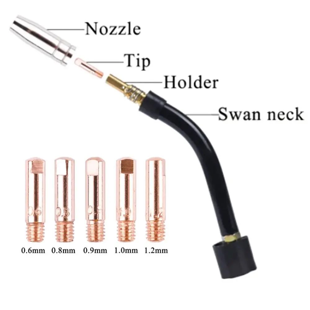 0.6/0.8/0.9/1.0/1.2mm Insulation Euro Style Soldering Accessories Gas Nozzle Welding Torch Contact Tip For MB-15AK 14AK MIG/MAG