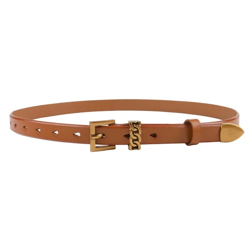 Luxury Slim Leather Women's Belt with Simple and Fashionable Punk Casual Pants, Jeans, and High-end Feeling Belt