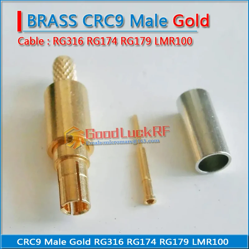 

CRC9 Male Crimp for RG316 RG174 RG179 LMR100 RF Coax Connector Socket GOLD Plated Brass