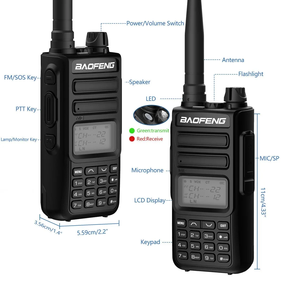Baofeng TH-15S TH 15S Ham Handheld Radio 5w Uhf Vhf Two Way Radio Lange afstand Handheld Dual Band Walkie Talkie
