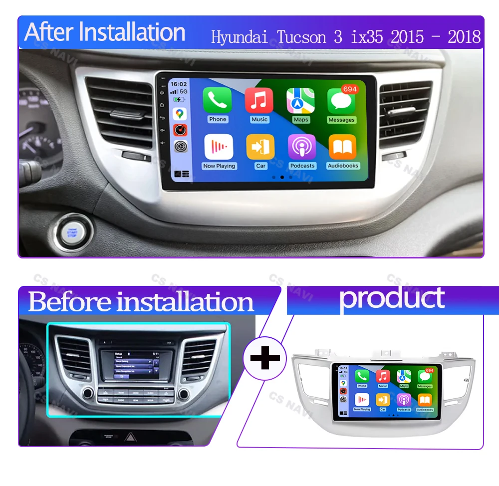 9Inch Android 13 Car Radio For Hyundai Tucson 3 ix35 2015 - 2018 Multimedia Video Player 4G WiFi GPS Navigation Carplay DSP