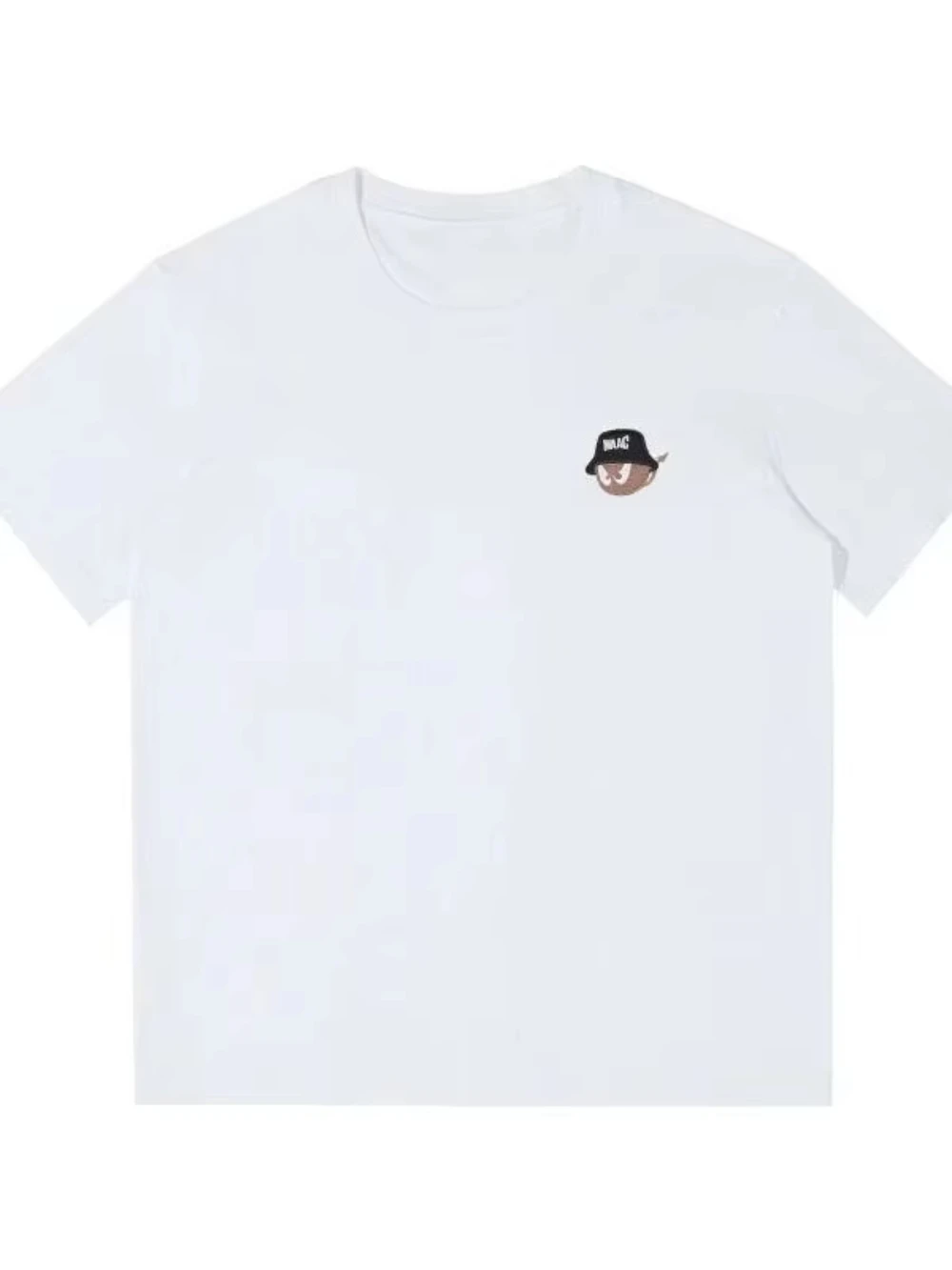 2026 Unisex Minimal Street Cartoon Head T-shirt Oversized Short Sleeve Tee Simple Chest Print Loose Summer Cotton Trendy Top