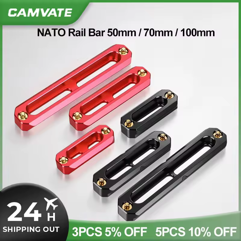 Camvate רכבת Nato סטנדרטית בר שחרור מהיר עם סיכות נגד סתיו 50 מ "מ 70 מ" מ 100 מ "מ עבור מעלי כלוב ריגים Nato