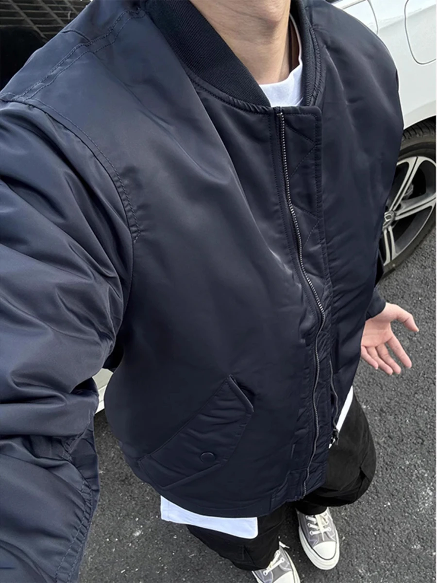 

Мужская куртка-бомбер в американском стиле, осенне-зимняя, утепленная хлопком, теплая, стильная, на молнии, цветная