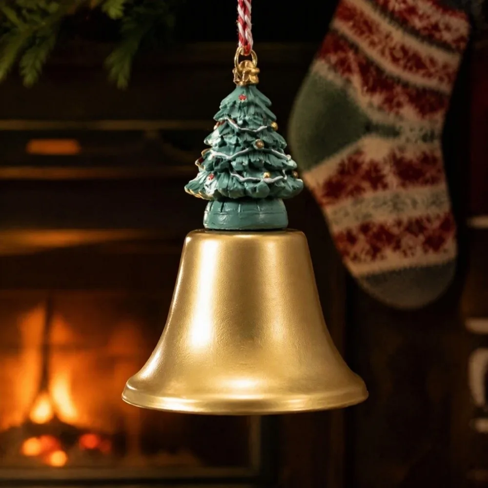 DIY Christmas Bell Pendant Antique Crisp Sound Retro Wind Bell Hanging Rope Handmade Xmas Tree Pendant Window Hanging Decor