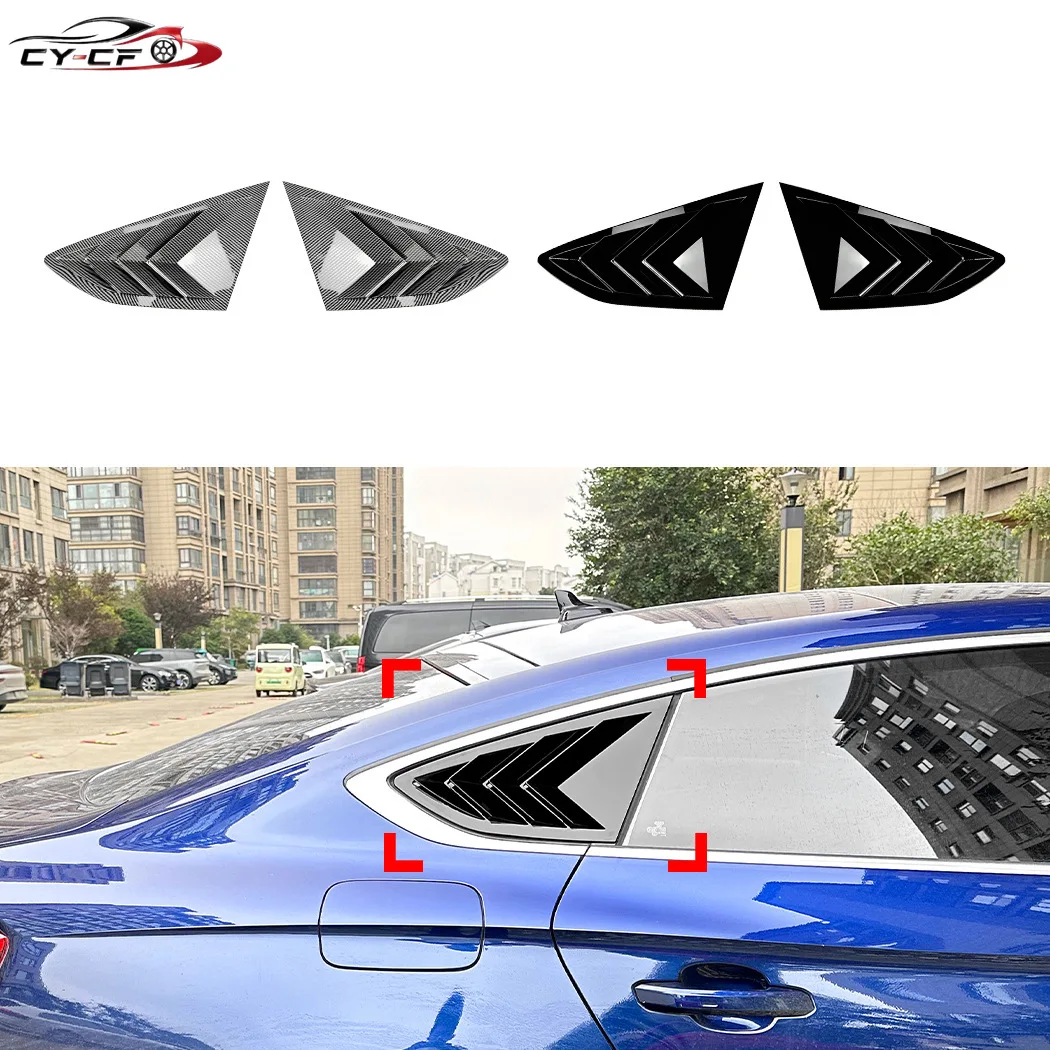 Car Rear Triangular Window Louvers Shutters Blinds Cover Trim For A5 S5 F5 Sportback 4 Door 2017-2024 Carbon Fiber Pattern