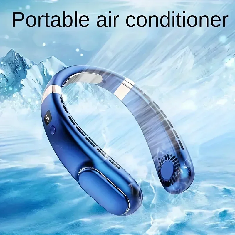1pc Portable USB Rechargeable Mini Silent Cooling Fan With Neck-hanging Design, Perfect For Students Easy To Carry Around