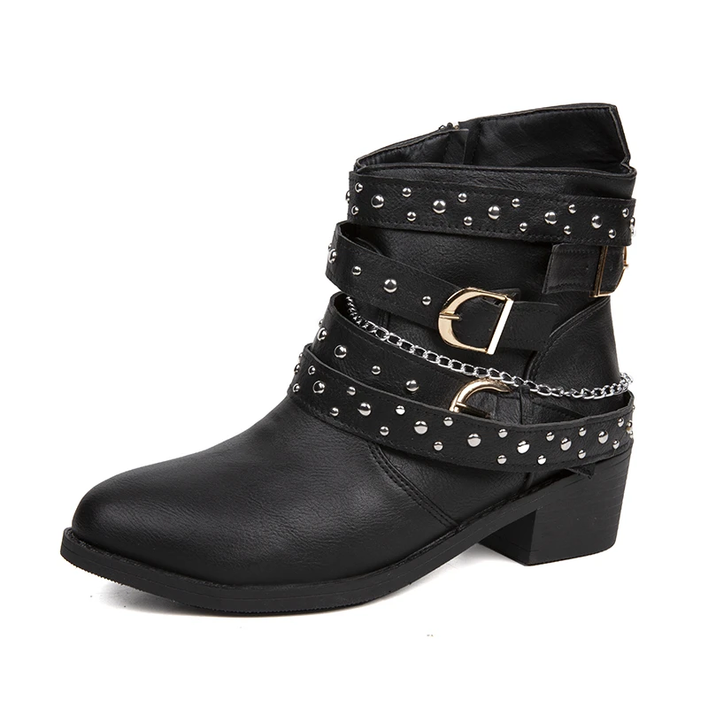 Boots Woman Winter Cowboy Combat Plus Size Goth Punk Shoes Short Leather Ankle Chelsea Designer New Rock Vintage Moccasin