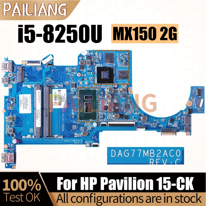 For HP Pavilion 15-CK Notebook Mainboard DAG77MB2AC0 L01685-601 N17S-G1-A1 i5-8250U MX150 2G Laptop Motherboard Full Tested